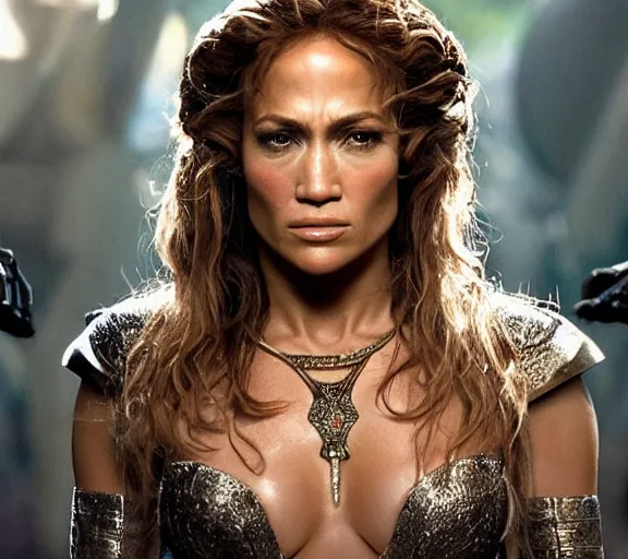 Image similar to a movie still of jennifer lopez as princess leigha in the movie star wars