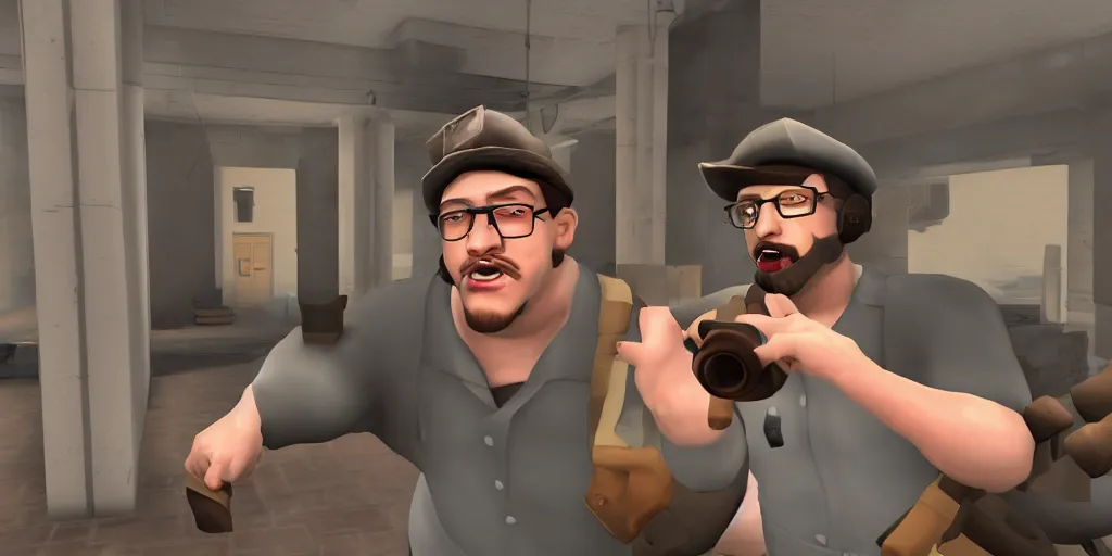 Image similar to sam hyde in team fortress 2, game screenshot