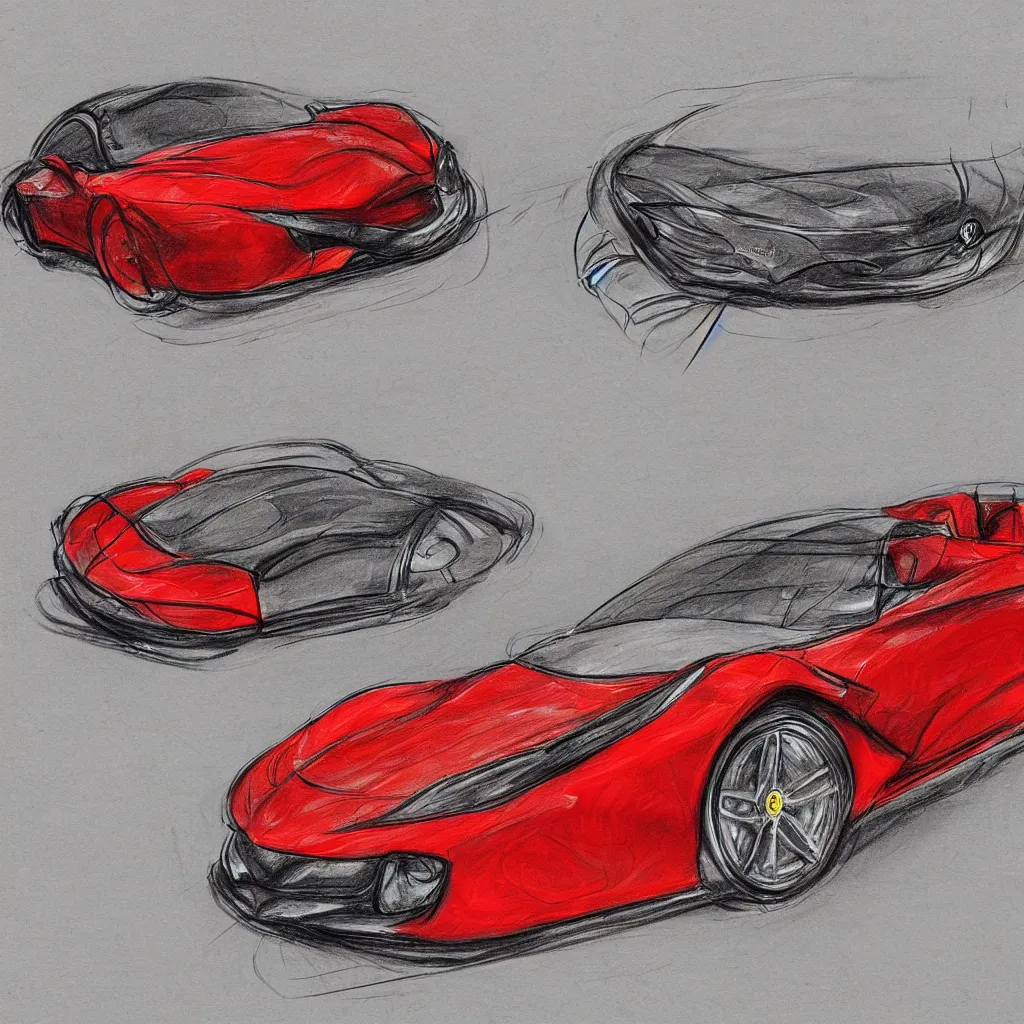 Prompt: sketch of a ferrari