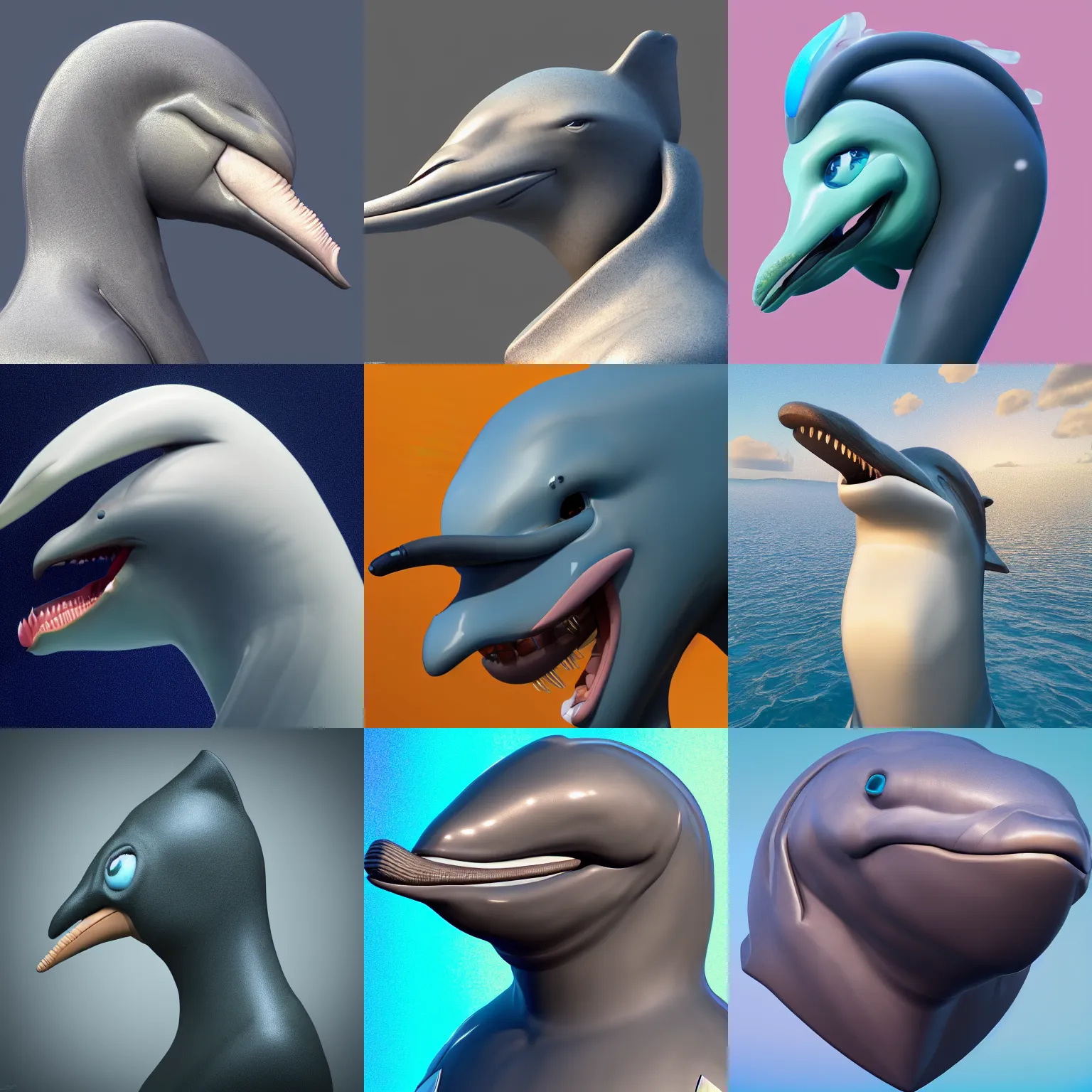 Prompt: an anthropomorphic synthetic bottlenose dolphin, bust profile picture commission on furaffinity, deviantart, unreal engine, octane render