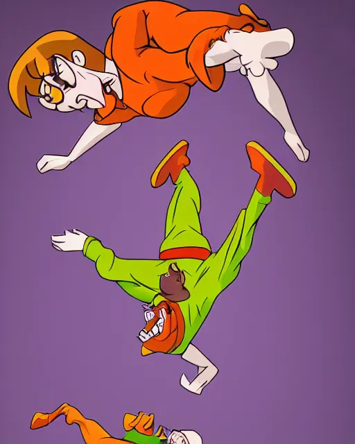 Image similar to Scooby Doo doing a backflip, studio lighting, white background, blender, trending on artstation, 8k, highly detailed