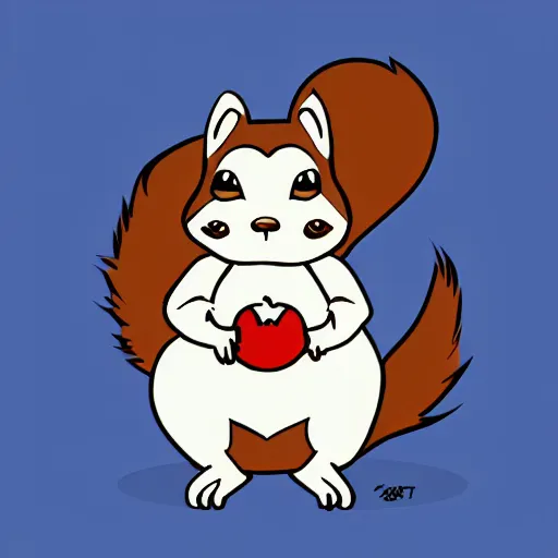 Prompt: A logo of a cute cartoon squirrel holding a blue diamond, trending on artstation