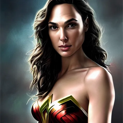 Image similar to gal gadot in the style of stefan kostic, realistic, full body, sharp focus, 8 k high definition, insanely detailed, intricate, elegant, art by stanley lau and artgerm