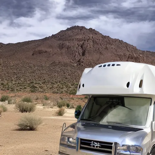 Prompt: Saruman the White standing outside an RV parked in the New Mexico desert wearing only a green button up shirt and white underwear like Walter White from Breaking Bad