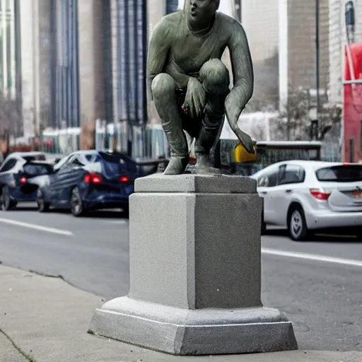 Image similar to statue of a guy stuck in traffic