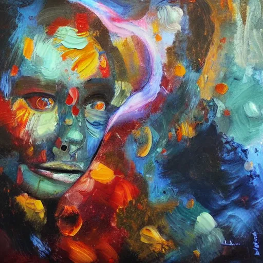 Image similar to Wonder and amazement, an expressive oil painting by Wes Wilson