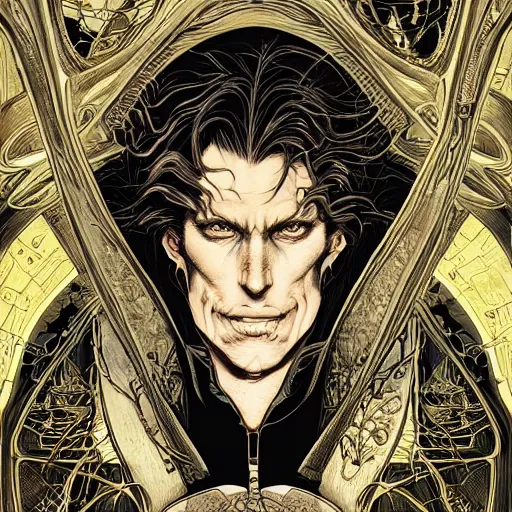 Image similar to portrait of emiel regis, symmetrical, by yoichi hatakenaka, masamune shirow, josan gonzales and dan mumford, ayami kojima, takato yamamoto, barclay shaw, karol bak, yukito kishiro