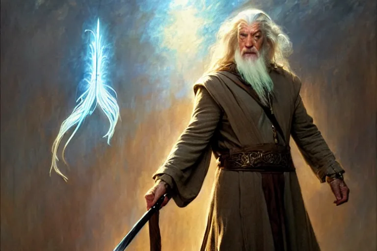 Image similar to gandalf in the marvel cinematic universe, character design, painting by gaston bussiere, craig mullins, j. c. leyendecker,