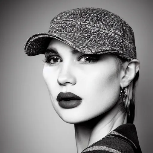 Image similar to a fashion model wearing a cap, portrait shot