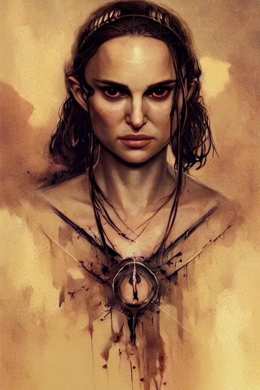 Image similar to natalie portman, warrior, lord of the rings, tattoos, decorated ornaments, by carl spitzweg, ismail inceoglu, vdragan bibin, hans thoma, greg rutkowski, alexandros pyromallis, perfect face, fine details, realistic shadeing