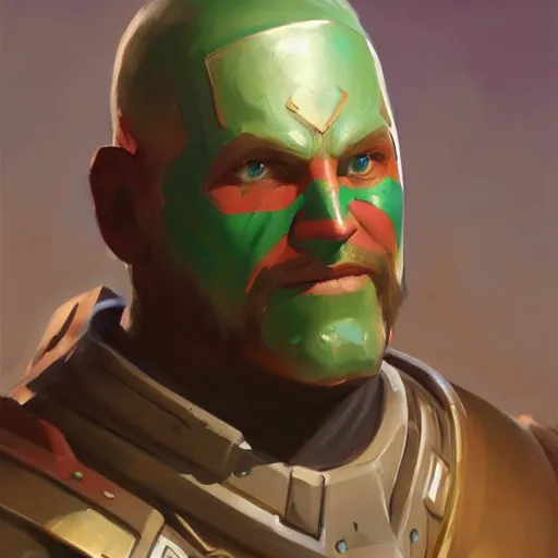 Prompt: greg manchess portrait painting of partially armored yondu udonta as overwatch character, medium shot, asymmetrical, profile picture, organic painting, sunny day, matte painting, bold shapes, hard edges, street art, trending on artstation, by huang guangjian and gil elvgren and sachin teng