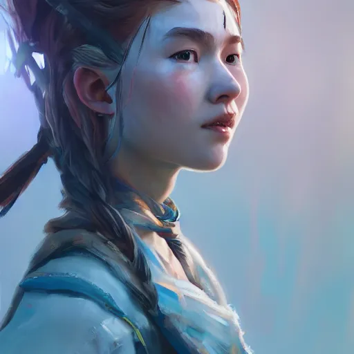 Prompt: beautiful Aloy from Horizon Zero Dawn, huggy-wuggy from poppy-playtime the video game, Yuumei, Yanjun Cheng, digital painting, portrait , cinematic lighting, highly detailed, concept art, Atmosphere, illustration, smooth, sharp focus, editor's pickup, trending on artstation, trending on deviantart