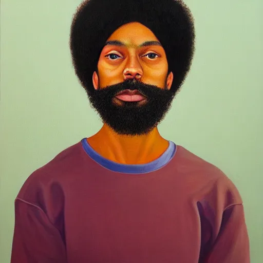 Image similar to a painting of a man with long hair and a beard, a character portrait by barkley hendricks, featured on deviantart, neo - primitivism, art, oil on canvas, masterpiece