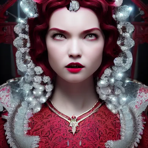 Image similar to portrait of evil princess of rubies with fair skin, ornate 8 k gorgeous intricate detailed, accent lighting, dramatic light, octane render