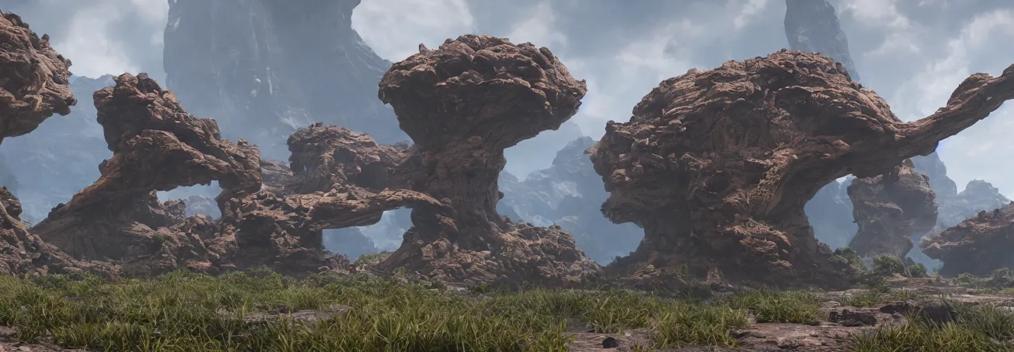 Image similar to an alien planet, realistic, detailed, unreal engine,