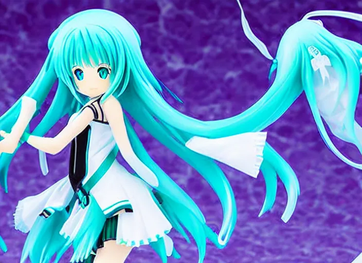 Image similar to miku hatsune goods, acrylic figure, tapestries, key visual poster