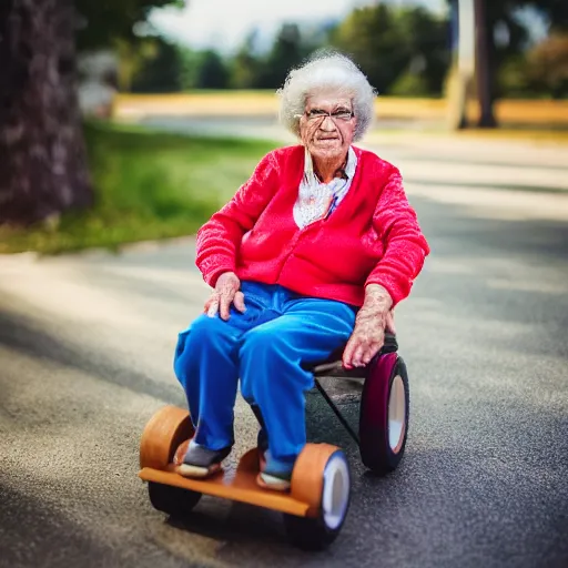 Image similar to elderly woman as a toy truck, canon eos r 3, f / 1. 4, iso 2 0 0, 1 / 1 6 0 s, 8 k, raw, unedited, symmetrical balance, wide angle