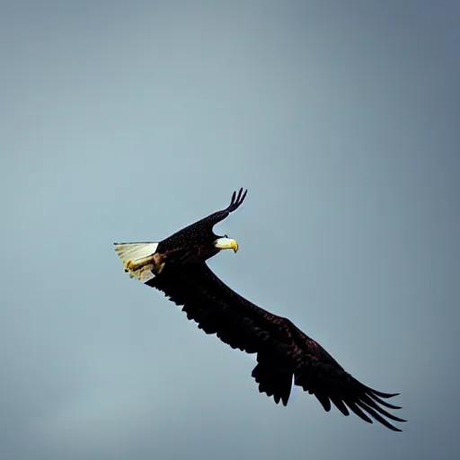 Image similar to Eagle flying in the sky with lightning trailing it