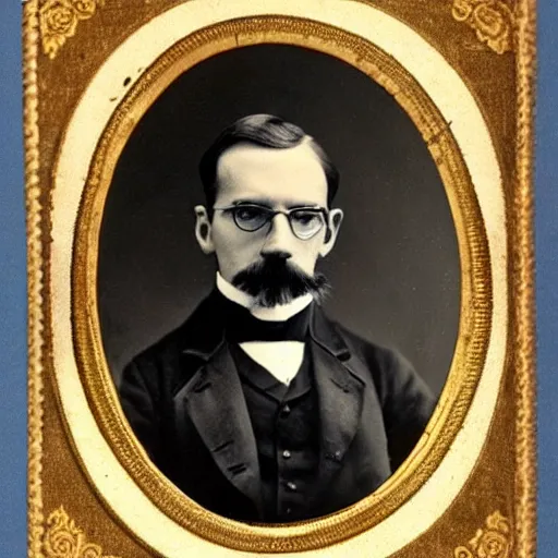 Image similar to victorian era photograph of gordon freeman with a headcrab on his head