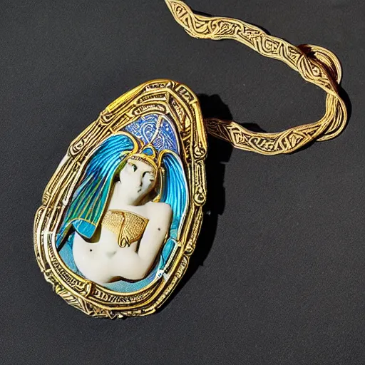 Image similar to ancient horus the god as an artnouveau lalique necklace