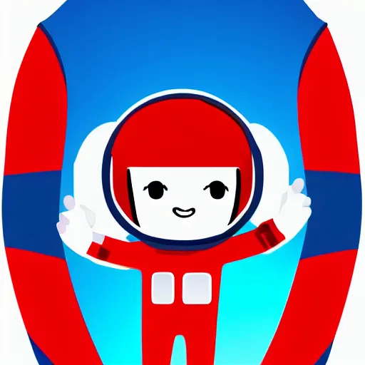 Prompt: a red suit astronaut high detail, with a light blue face, 4 k, cute simple cartoon kawaii