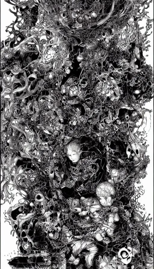 Prompt: The end of an organism, by Yoshitaka Amano,