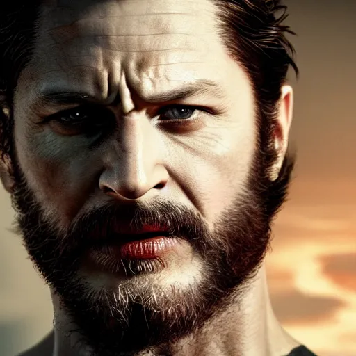 Image similar to Tom Hardy as wolverine 4K quality Photorealism