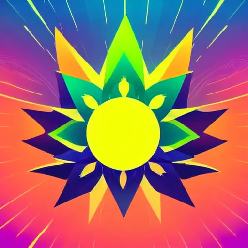 Image similar to a glowing colorful minimal elegant crown sitting on a table with one beautiful eye on top of it like a jewel, one pupil in the eye, shining stars on top of the crown, night time, vast cosmos, geometric light rays exploding outwards into stars, bold black lines, flat colors, minimal psychedelic 1 9 5 0 s poster illustration