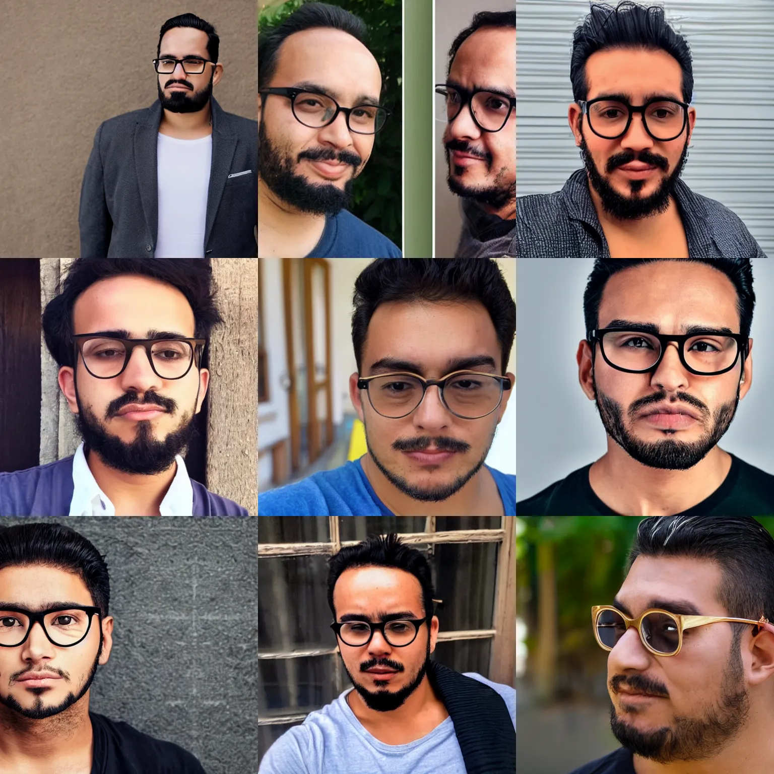 Prompt: a colombian guy with round glasses kinda big forehead ugly with a weak chin and a goatee