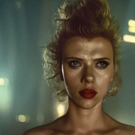 Prompt: a still of Scarlett Johansson in Blade Runner (1982)