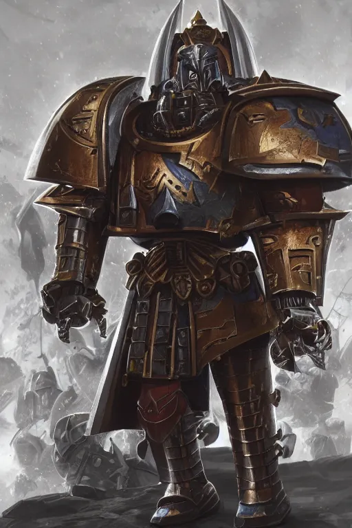 Image similar to armor portrait heros warhammer 4 0 k horus heresy fanart - the primarchs emperor by johannes helgeson animated with vfx concept artist & illustrator global illumination ray tracing hdr fanart arstation zbrush central hardmesh 8 k octane renderer comics stylized