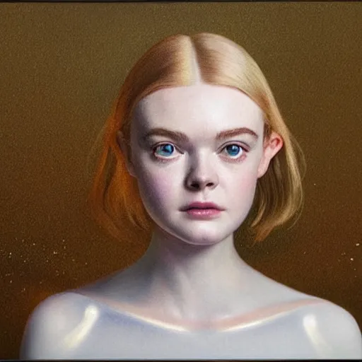 Prompt: Elle Fanning as a hologram in the world of Adam Wyeth, head and shoulders portrait, stormy weather, extremely detailed masterpiece, oil on canvas, low-key neon lighting, artstation, Blade Runner 2049, Roger Deakin’s cinematography, by J. C. Leyendecker and Peter Paul Rubens and Edward Hopper and Michael Sowa,