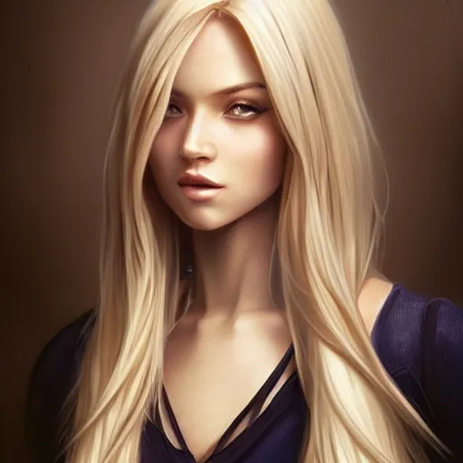 Image similar to a gorgeous female with long blonde hair in the style of stefan kostic, realistic, full body, sharp focus, 8 k high definition, insanely detailed, intricate, elegant, art by stanley lau and artgerm