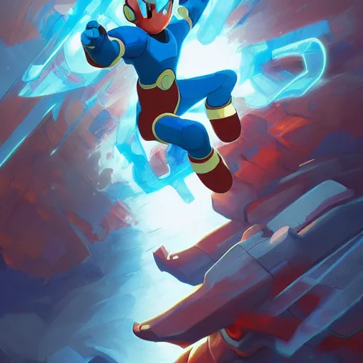 Image similar to hero world mega man, behance hd by jesper ejsing, by rhads, makoto shinkai and lois van baarle, ilya kuvshinov, rossdraws global illumination