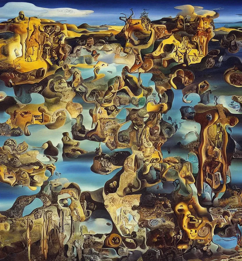 Image similar to the world between death and life, surrealistic extremely detailed painting, by damien gilley and salvador dali