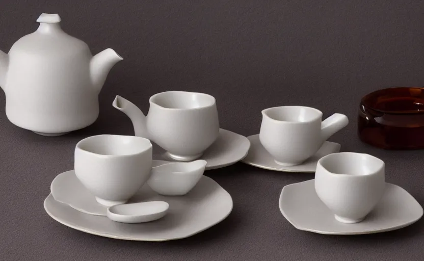 Image similar to Engalnd Porcelain tea set, chiaroscuro, soft contrast