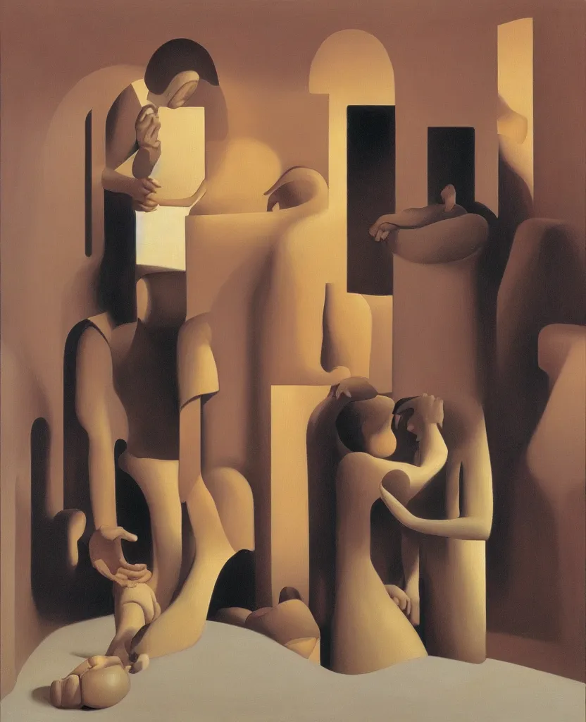 Image similar to oil painting by george tooker