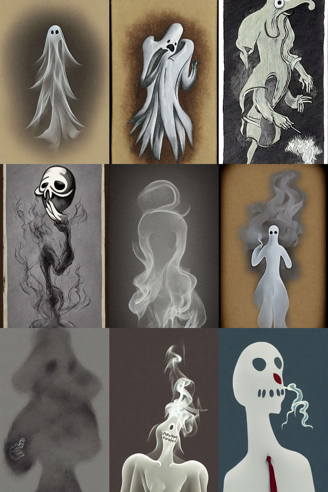 Prompt: anthropomorphic ghost smoke