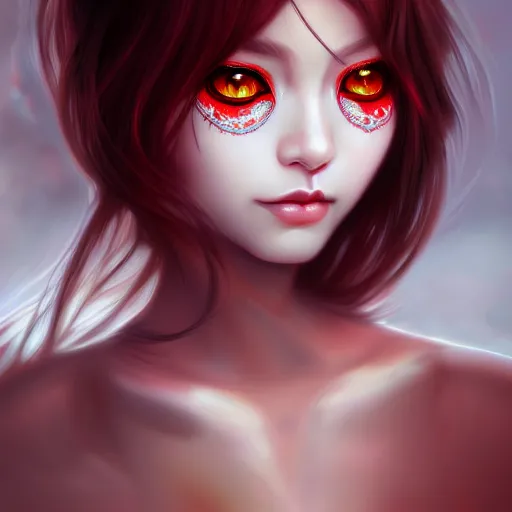 Prompt: Portrait of neko girl, red eyes, face, fantasy, intricate, elegant, highly detailed, digital painting, artstation, concept art, smooth, sharp focus, illustration, art by tran ross