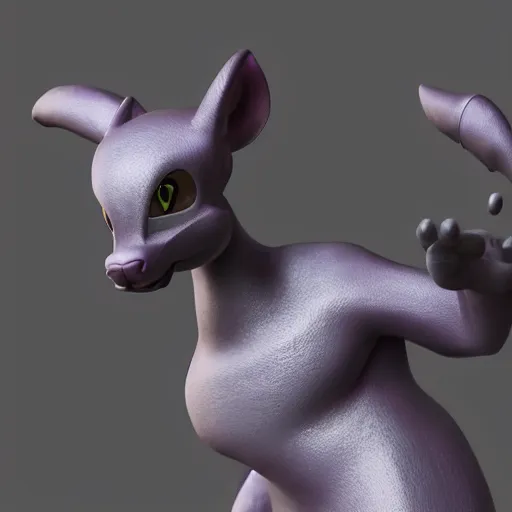 Image similar to mewtwo, photorealistic, high details, 8 k, sharp focus, octane render, volumetric light