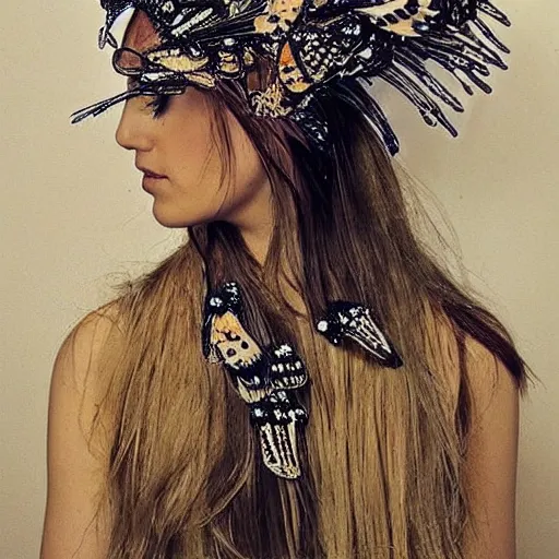 Prompt: “ a headdress made of butterflies. intricate, diaphonous ” n - 9
