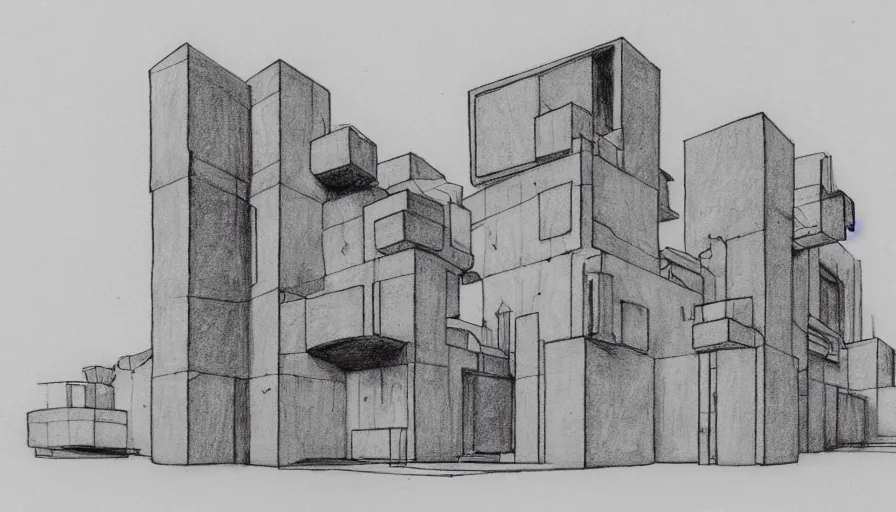 Image similar to big brutalist base, drawing architecture