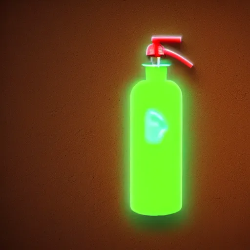 Prompt: Moyai Face on a Neon Green Fire Extinguisher, Realistic, 4k, Highres, High Detail