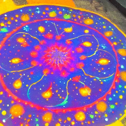 Prompt: Liminal space in outer space, rangoli!!!!!