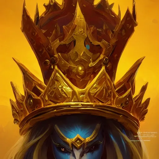 Prompt: a golden majestic crown with gemstone carved into it, floating crown, yellow magic theme, bright art masterpiece artstation. 8 k, sharp high quality artwork in style of jose daniel cabrera pena and greg rutkowski, concept art by tooth wu, blizzard warcraft artwork, hearthstone card game artwork, the crown only