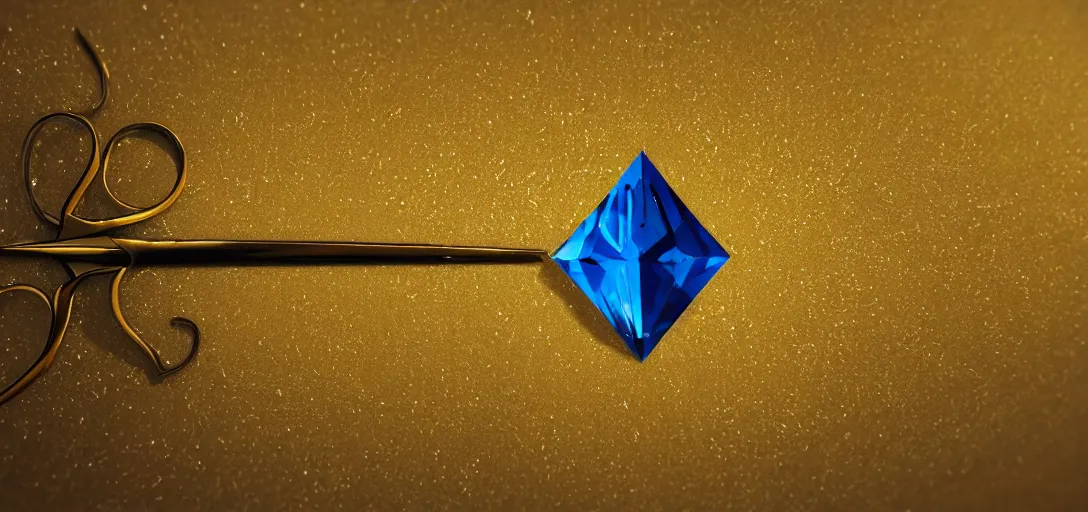 Prompt: detailed golden scissors cutting a big diamond, symmetrical, details, smooth, sharp focus, illustration, realistic, cinematic, artstation,, award winning, rgb, ethereal blue lighting, 8k