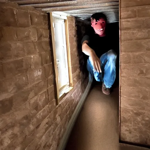 Image similar to Giga chad hides in a dark attic