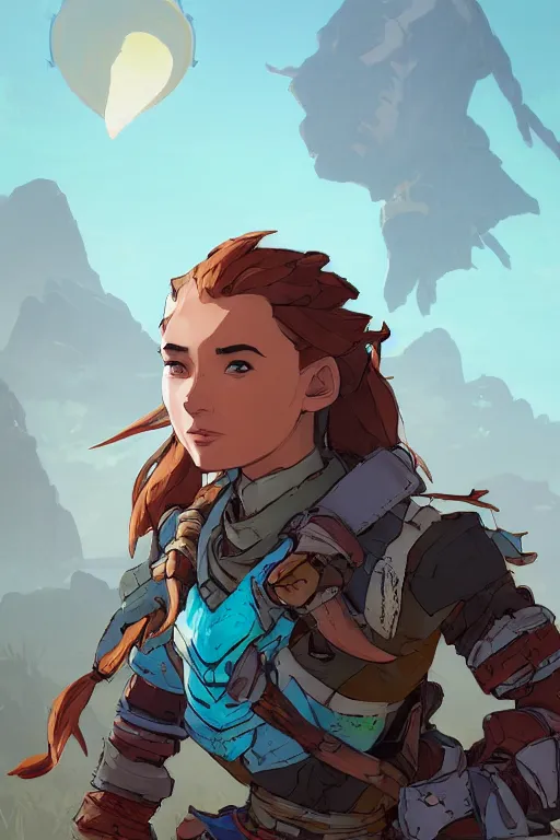 Image similar to combination suit armor aloy horizon forbidden west horizon zero dawn robot ninja mask helmet backpack tribal, art gta 5 comics, official fanart behance hd artstation by jesper ejsing, by rhads, makoto shinkai and lois van baarle, ilya kuvshinov, ossdraws radiating a glowing aura cgi rtx 2 0 2 2