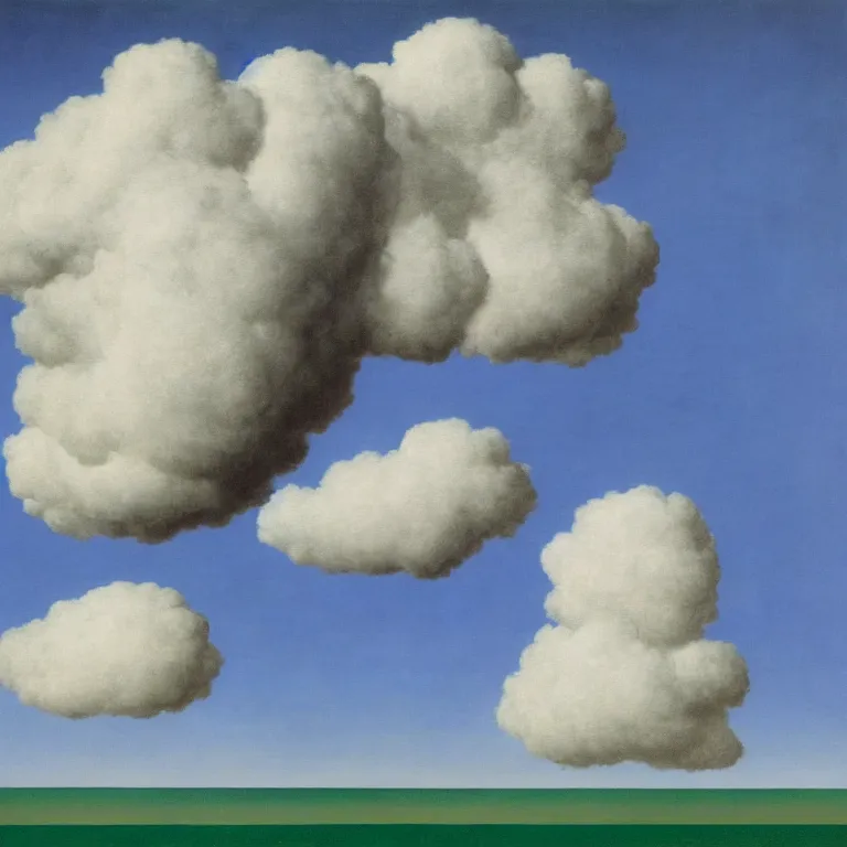 Image similar to portrait of a cloud faced man, by rene magritte, centered, detailed painting, hd, hq, high resolution, high detail, 4 k, 8 k