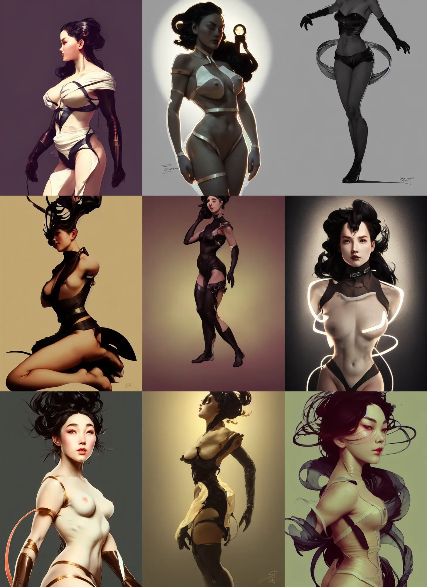 Image similar to digital concept art by artgerm, tooth wu, bierstadt, gurney, stalenhag and alphonse mucha. namilia. just one lonely black tape project attctive showgirl!! full body!! contour light effect!! 8 k, stage light. octane render. sharp edge. ultra clear detailed, sitting pose